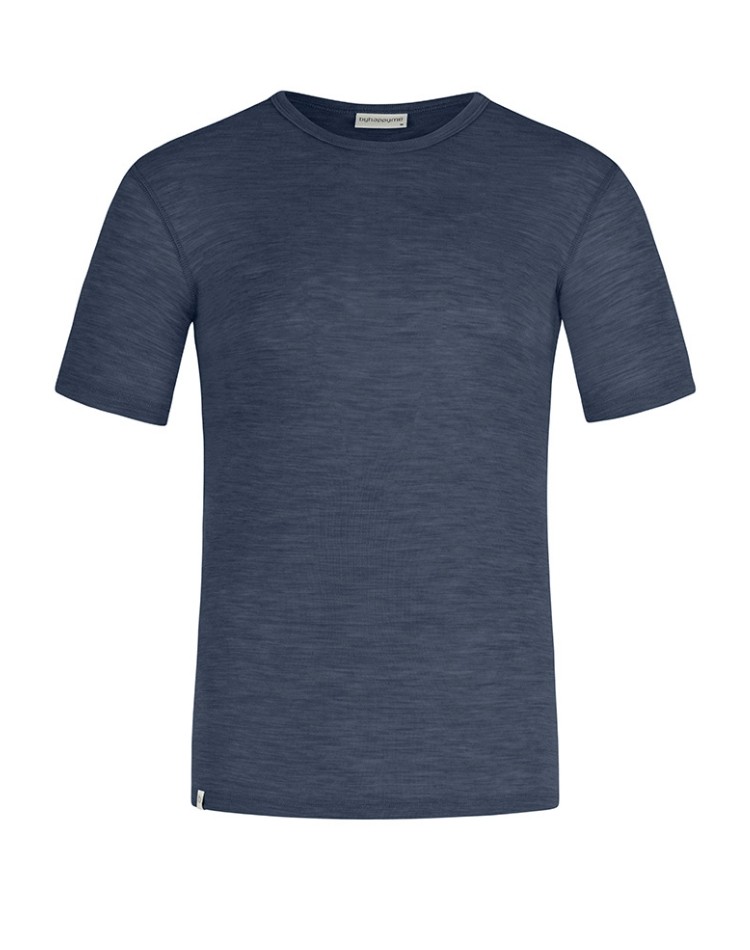 S/S t-shirt heren in 100% merinowol, 1x1 rib