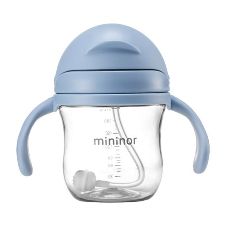 MININOR, Bouteille avec paille - étanche, 220 ml, Bleu clair