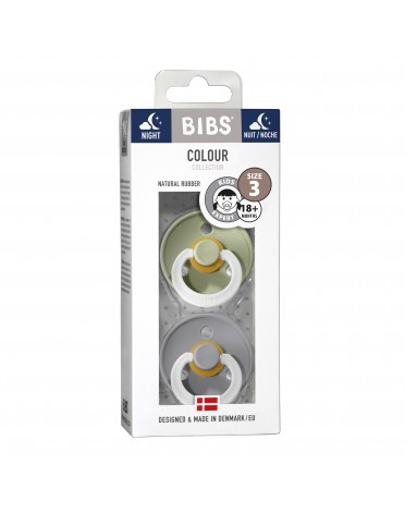 BIBS Colour Night - Lot de 2,  Taille 3 (18+ mois), Arrondi - Latex,