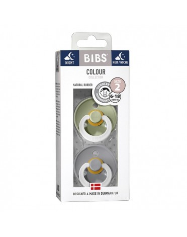 BIBS Colour NIght - 2 stuks,  Maat 2 (6+ maanden), Rond - Latex,