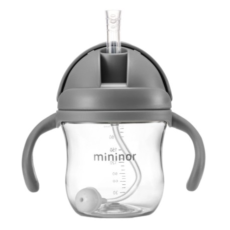 MININOR, Bouteille avec paille - étanche, 220 ml, Gris
