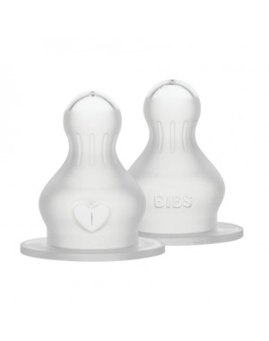 BIBS,  Tétine de biberon, Lot de 2, Silicone, Débit moyen