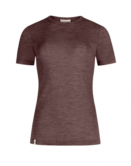 S/S T-Shirt Damen aus 100% Merinowolle, 1x1-Ripp
