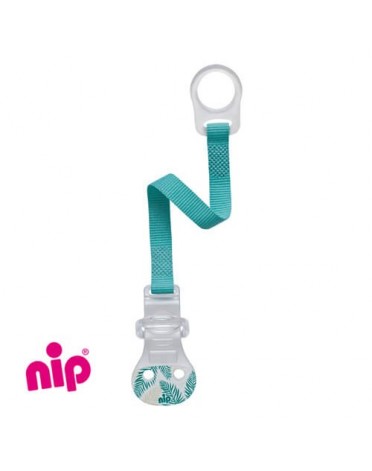 NIP - Schnullerkette,  Blau/Grün, Mit Ring