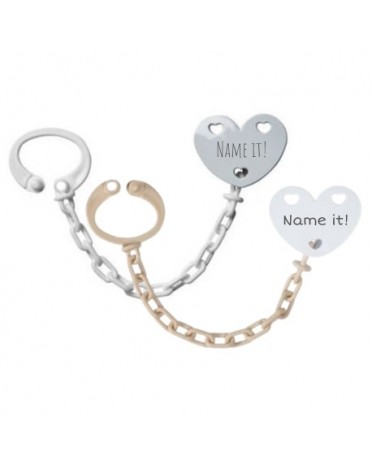 Schnullerkette mit Namen, Herz, 2-pack, In mehreren Farben erhältlich