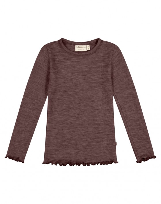 T-shirt i 1x1 rib med lange ærmer i 100% merino uld, OEKO-TEX®