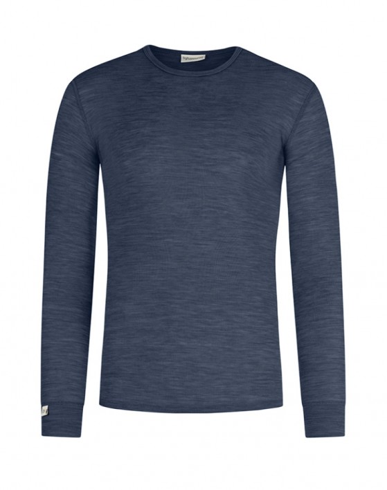 Langærmet t-shirt til herre i 100% merino uld, 1x1 rib