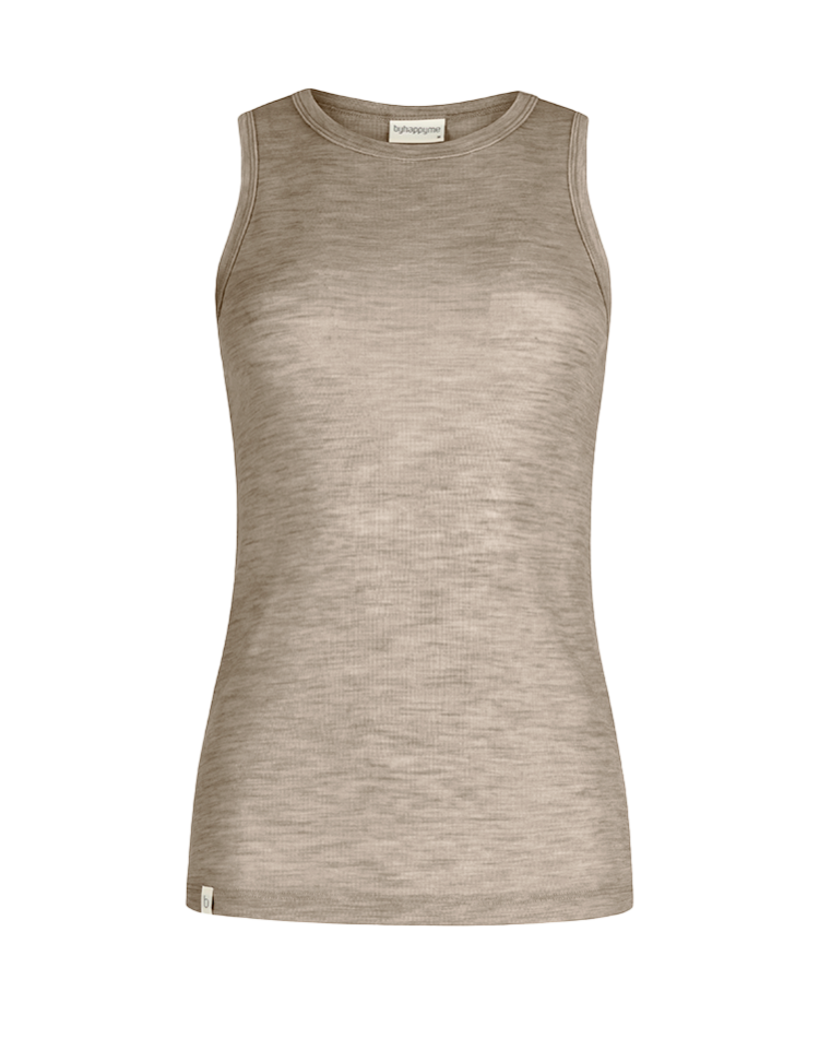 Tank Top til dame i 100% merino uld, 1x1 rib