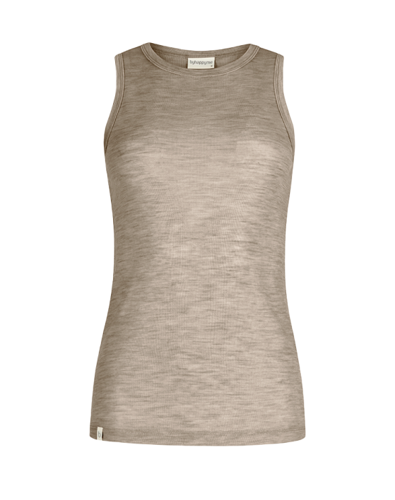 Tank Top til dame i 100% merino uld, 1x1 rib