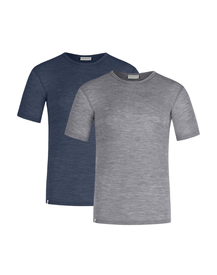 Kortærmet t-shirt til herre i 100% merino uld, 1x1 rib, 2-pak