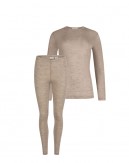 Damesæt i 100% merino uld, Langærmet t-shirt & leggings, 1x1 rib