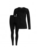 Damesæt i 100% merino uld, Langærmet t-shirt & leggings, 1x1 rib