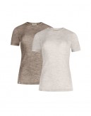 Kortærmet T-shirt til dame i 100% merino uld, 1x1 rib, 2-pak