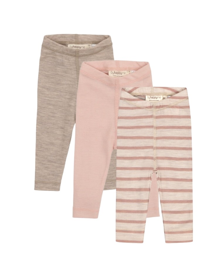 Leggins i 100% merino uld til baby og børn, 3-pak