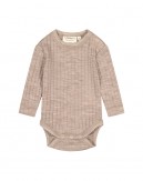 Body med rund hals og knapper, dropneedle, i 100% merino uld, OEKO-TEX®, 2-pak