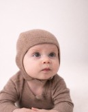 Baby hjelm med trykknapper i 100% økologisk merino uld, Tynd kvalitet - 1 lag stof