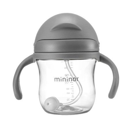 MININOR,  Sugerørskop - drypfri, 220 ml, Grå