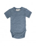 Body med kort ærme og knaplukning over den ene skulder til baby, i 100% økologisk merino uld, 3-pak