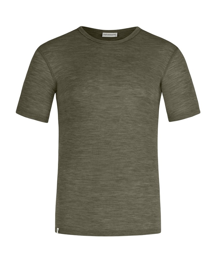 T-shirt homme manches courtes en laine mérinos 100%, 1x1 côte