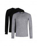 T-shirt homme manches longues en laine mérinos 100%, 1x1 côte, Pack 2