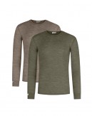 T-shirt homme manches longues en laine mérinos 100%, 1x1 côte, Pack 2