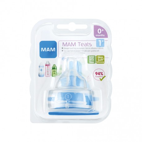 MAM,  Teats 2-pack, Size 1 (0m+), Transparent