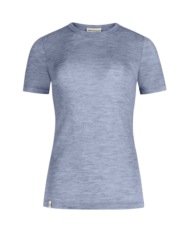 S/S t-shirt dames in 100% merinowol, 1x1 rib