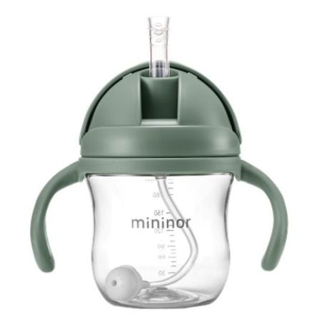 MININOR, Fles met rietje - lekvrij, 220 ml, Sage