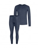 Herresett i merinoull – langermet t-skjorte & longjohns, 1x1 rib