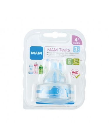 MAM,  Teats 2-pack, Size 3 (4m+), Transparent