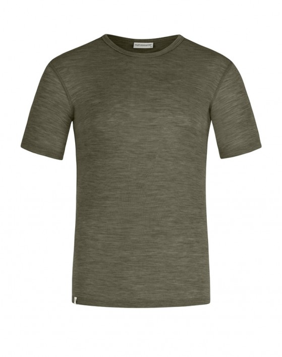 Kortärmad t-shirt herr i 100% merinoull, 1x1 ribb