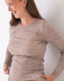 Långärmad t-shirt dam i 100% merinoull, 1x1 ribb