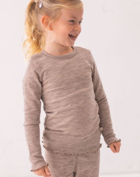 Långärmad t-shirt i 100% merinoull för flickor, OEKO-TEX®