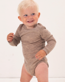 Babybody med lång ärm och rund halsringning i 100% ekologisk merinoull, 3-pack