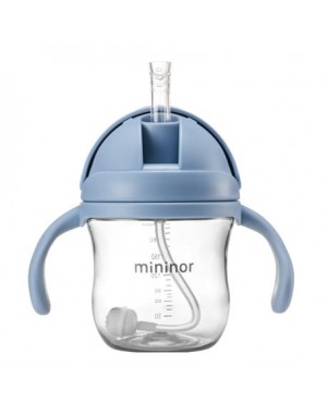 MININOR,  Flaska med sugrör - läckagesäker, 220 ml, Ljusblå