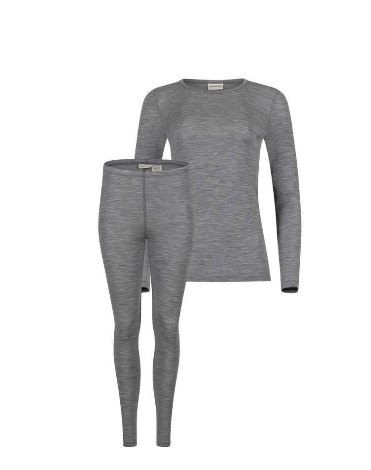 Women’s merino wool set, Long-sleeved t-shirt & leggings,1x1 rib