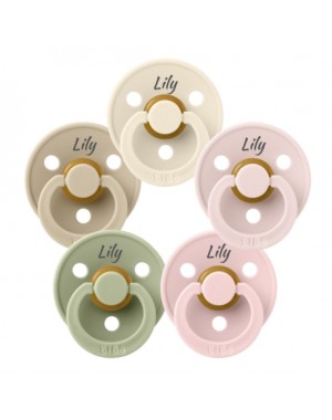 BIBS Colour, Size 2 (6+ m), Round - Latex, Personalised dummies , 5-pack